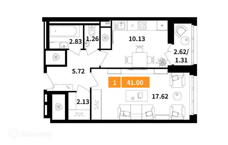 1-комнатная квартира 41 м² Планерный квартал