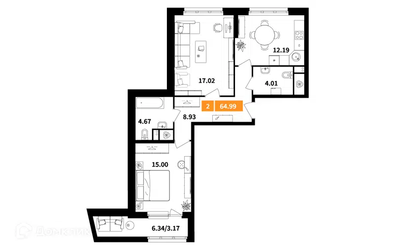 2-комнатная квартира 64.99 м² Планерный квартал