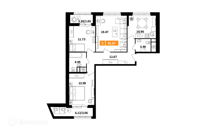 3-комнатная квартира 81.87 м² Планерный квартал