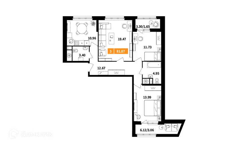 3-комнатная квартира 81.87 м² Планерный квартал