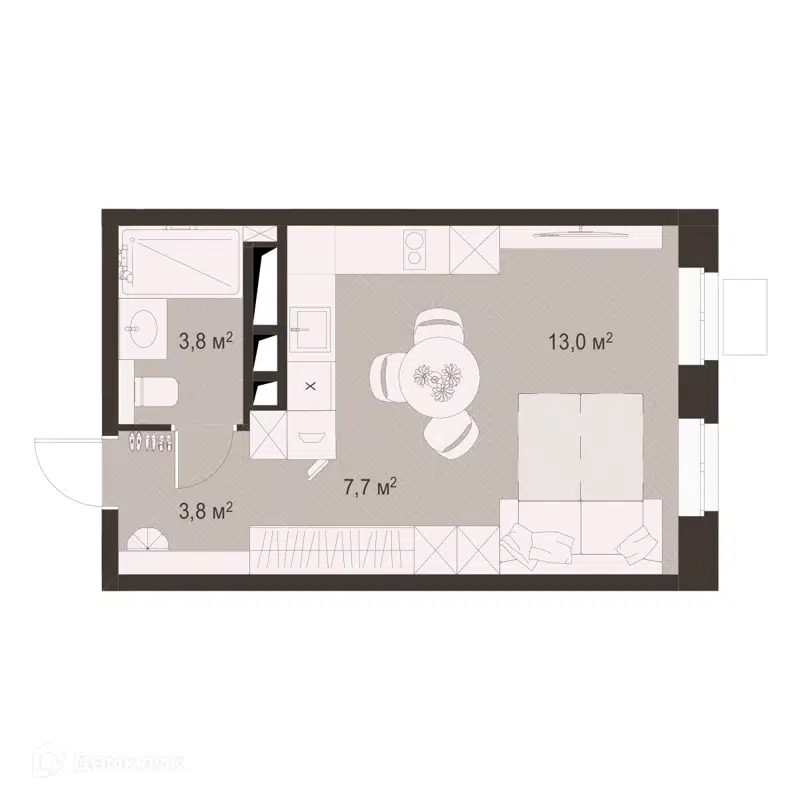 Студия 28.3 м² Гранд Комфорт