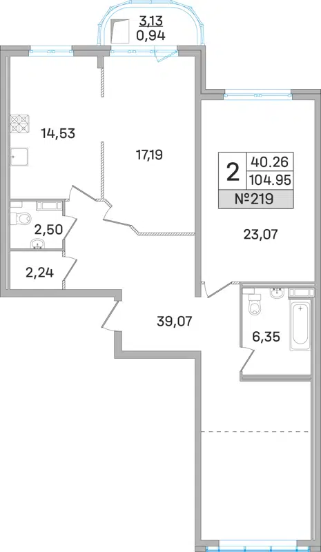 2-комнатная квартира 105.3 м² Дом-Мегалит в Королёве
