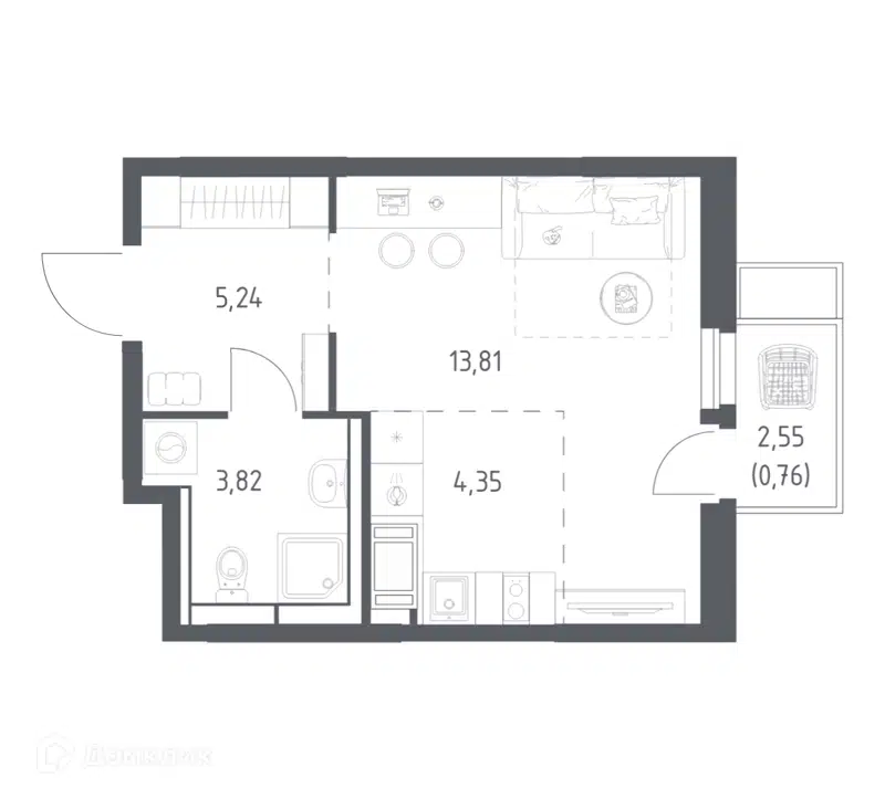 Студия 27.98 м² Большое Путилково