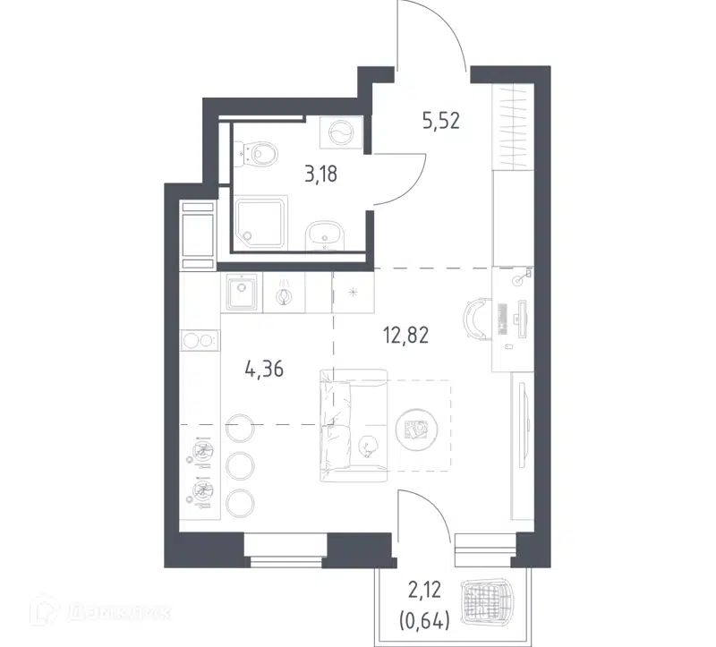 Студия 26.52 м² Большое Путилково