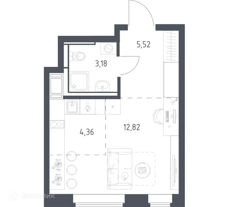 Студия 25.88 м² Большое Путилково