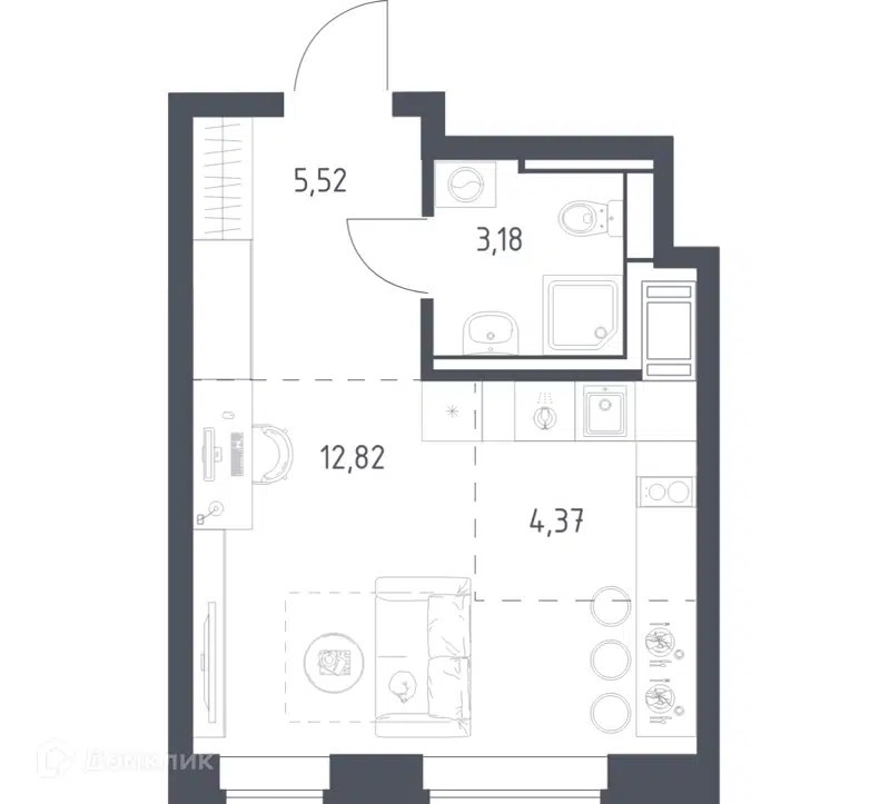 Студия 25.89 м² Большое Путилково