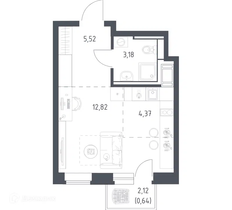 Студия 26.53 м² Большое Путилково