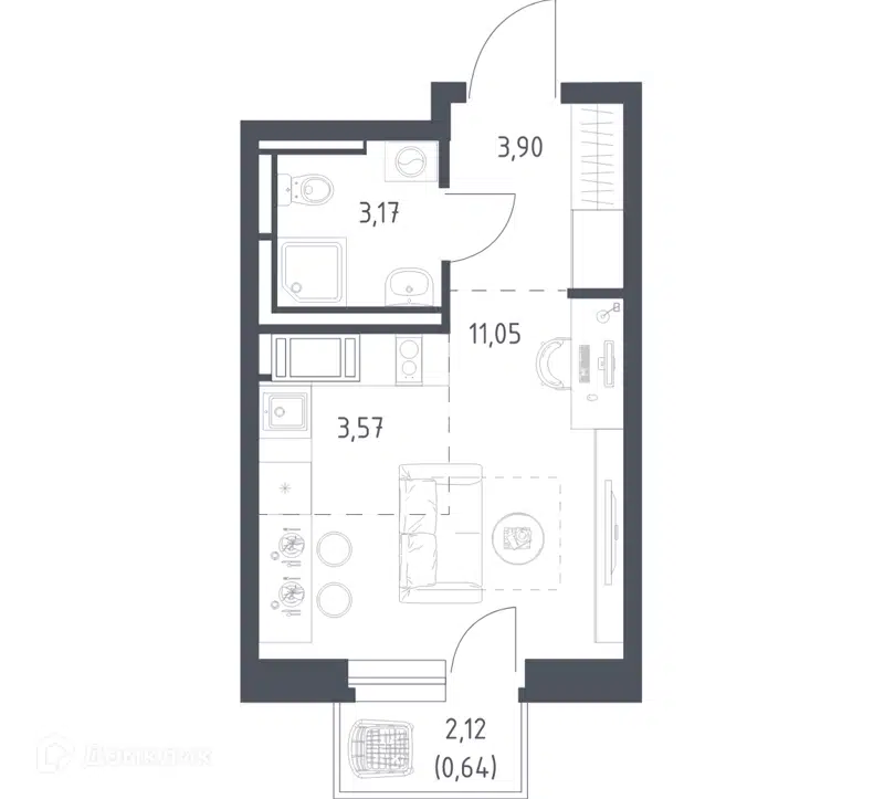 Студия 22.33 м² Большое Путилково