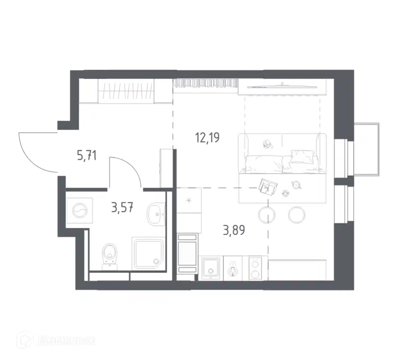 Студия 25.36 м² Большое Путилково