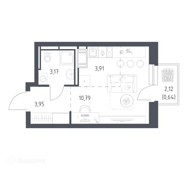 Студия 22.46 м² Большое Путилково