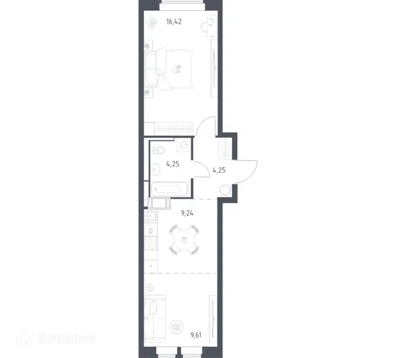1-комнатная квартира 43.77 м² Большое Путилково