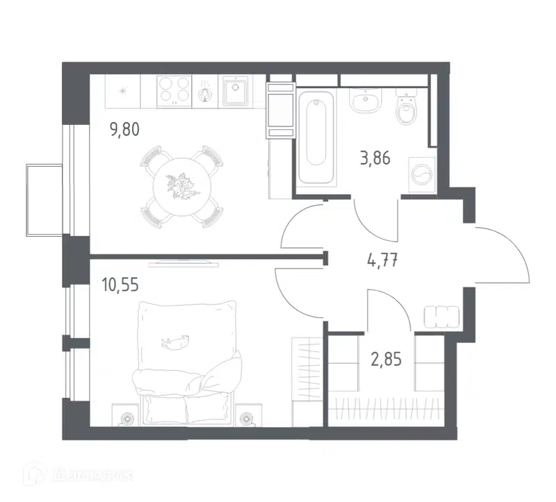 1-комнатная квартира 31.83 м² Большое Путилково