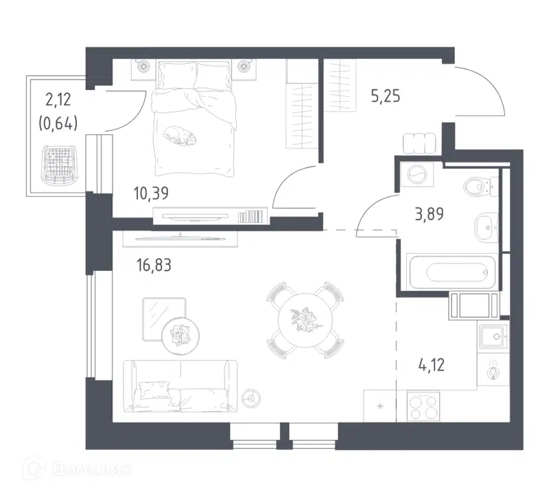 1-комнатная квартира 41.12 м² Большое Путилково