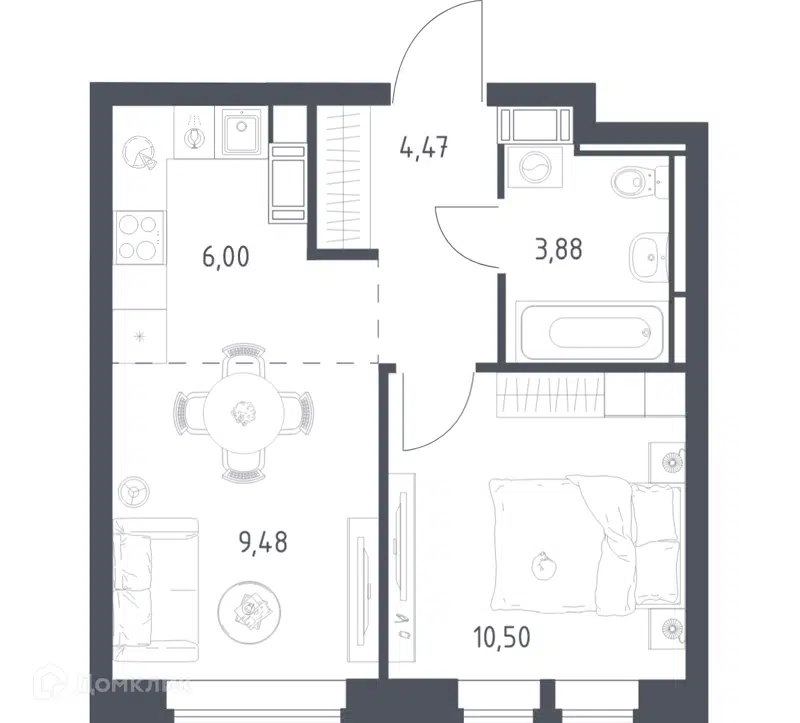 1-комнатная квартира 34.33 м² Большое Путилково