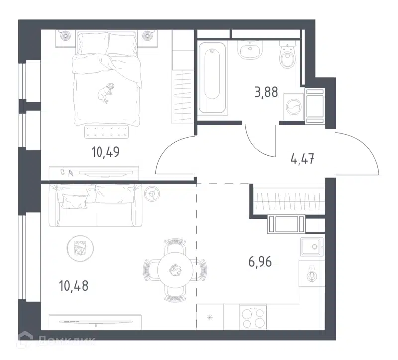 1-комнатная квартира 36.28 м² Большое Путилково