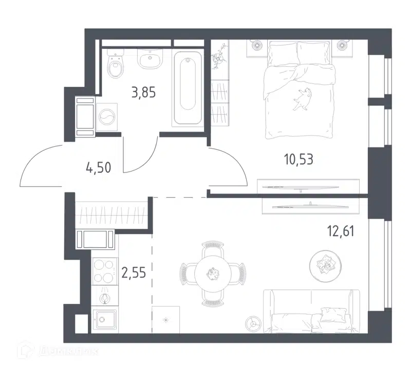 1-комнатная квартира 34.04 м² Большое Путилково