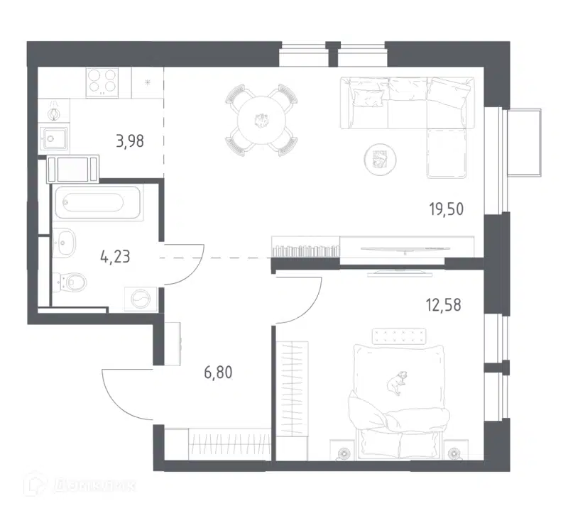 1-комнатная квартира 47.09 м² Большое Путилково