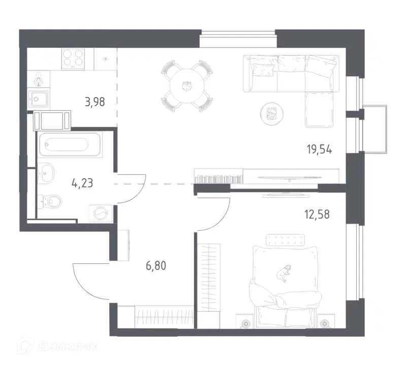 1-комнатная квартира 47.13 м² Большое Путилково