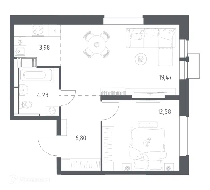 1-комнатная квартира 47.06 м² Большое Путилково