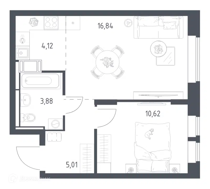 1-комнатная квартира 40.47 м² Большое Путилково