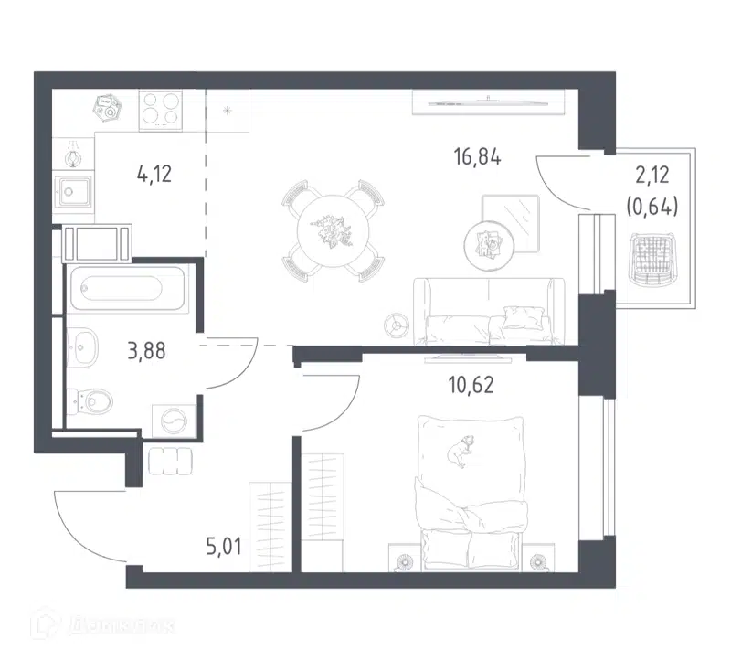 1-комнатная квартира 41.11 м² Большое Путилково