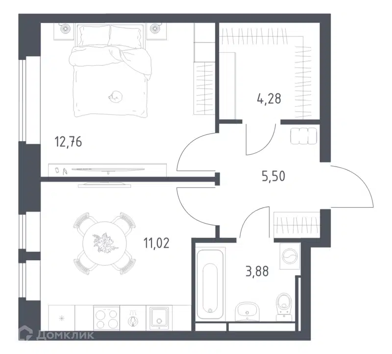 1-комнатная квартира 37.44 м² Большое Путилково