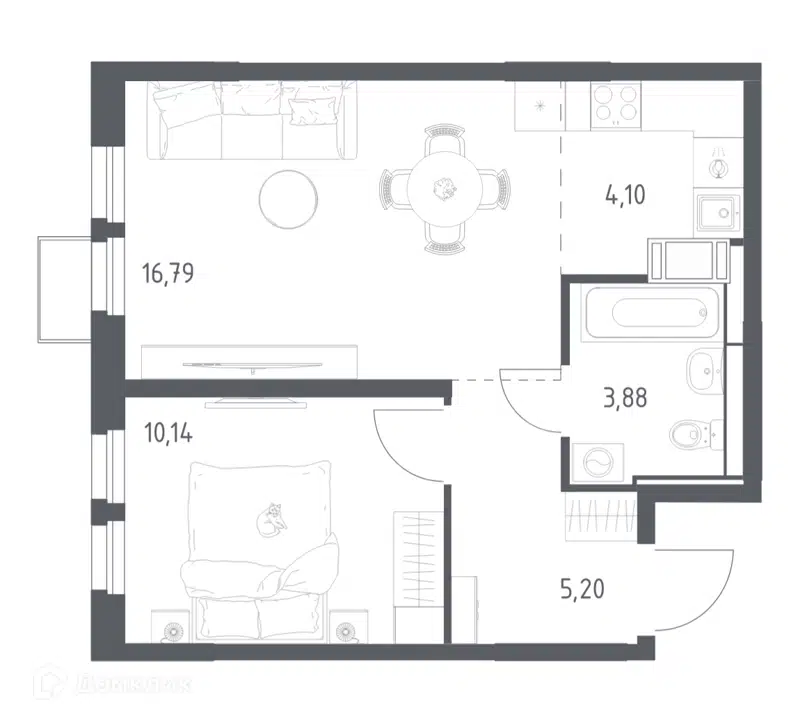 1-комнатная квартира 40.11 м² Большое Путилково