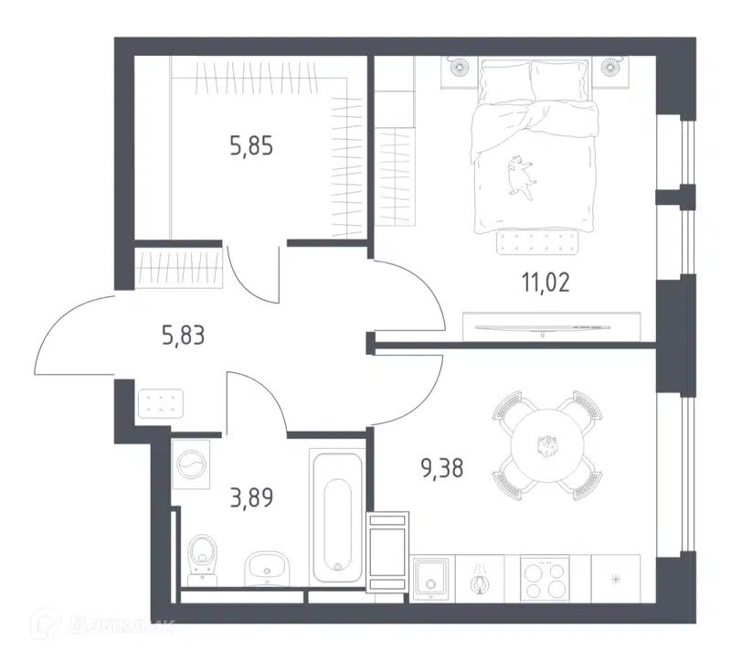 1-комнатная квартира 35.97 м² Большое Путилково