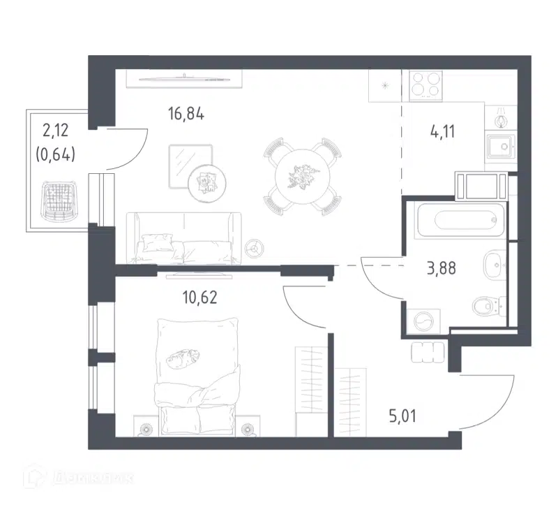 1-комнатная квартира 41.1 м² Большое Путилково