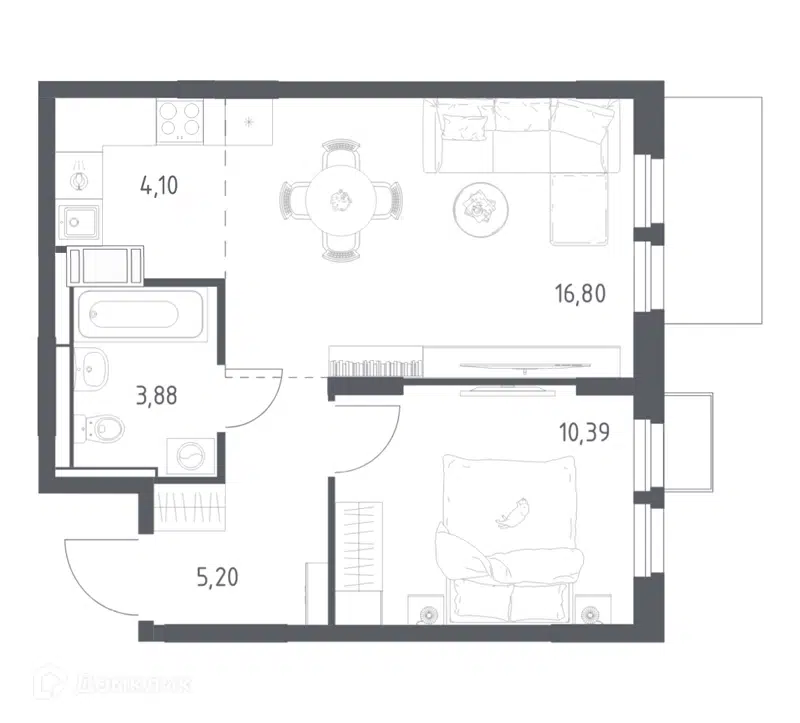 1-комнатная квартира 40.37 м² Большое Путилково