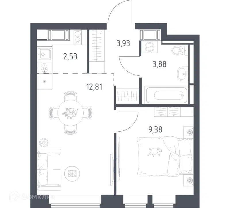 1-комнатная квартира 32.53 м² Большое Путилково