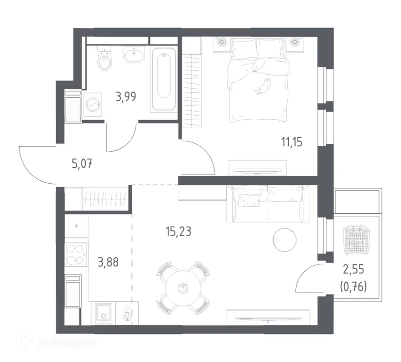 1-комнатная квартира 40.08 м² Большое Путилково