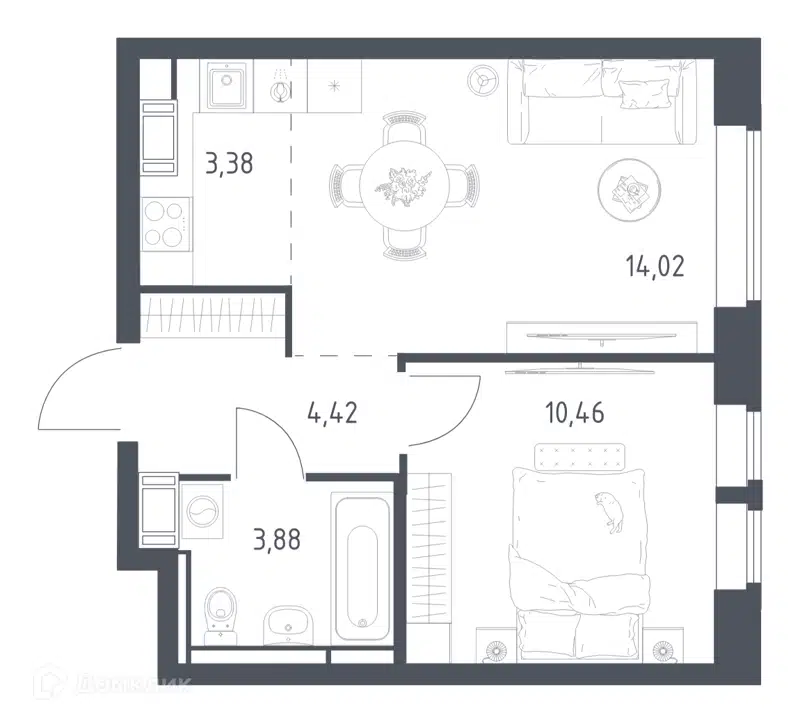 1-комнатная квартира 36.16 м² Большое Путилково