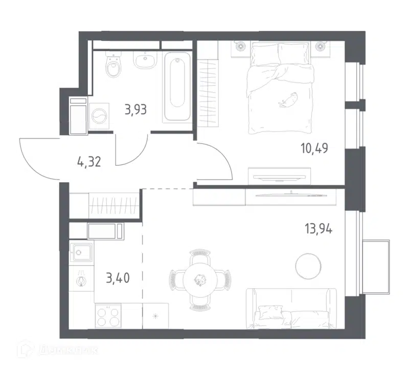 1-комнатная квартира 36.08 м² Большое Путилково