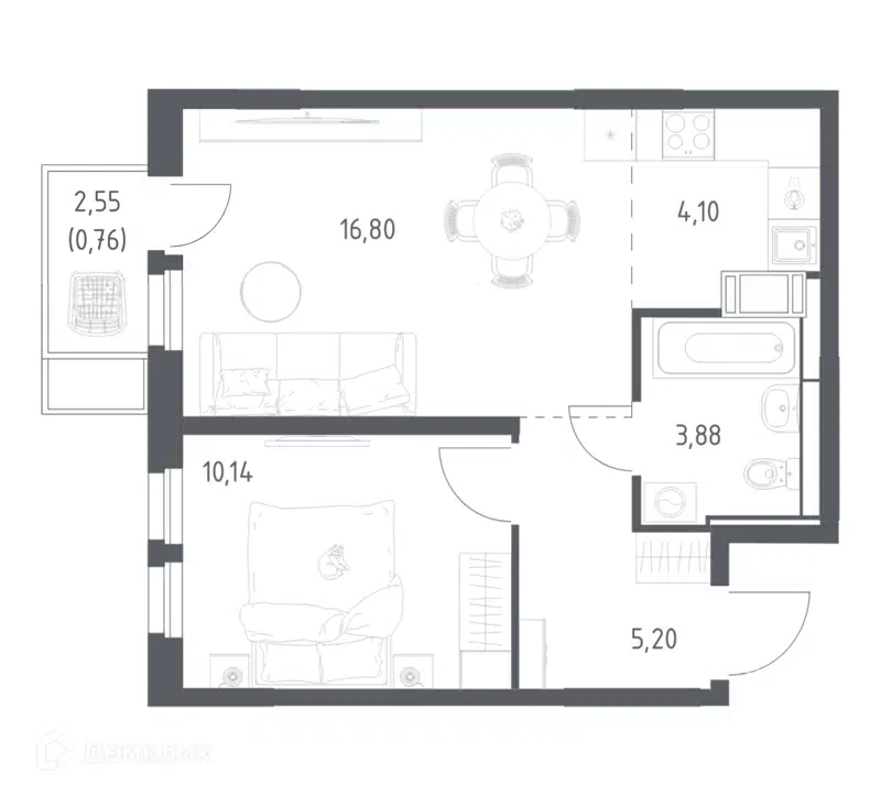 1-комнатная квартира 40.88 м² Большое Путилково