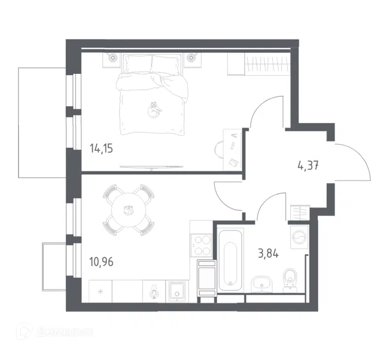 1-комнатная квартира 33.32 м² Большое Путилково