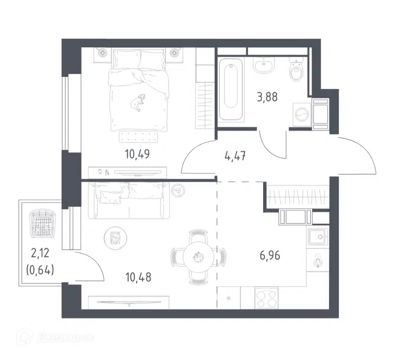 1-комнатная квартира 36.92 м² Большое Путилково