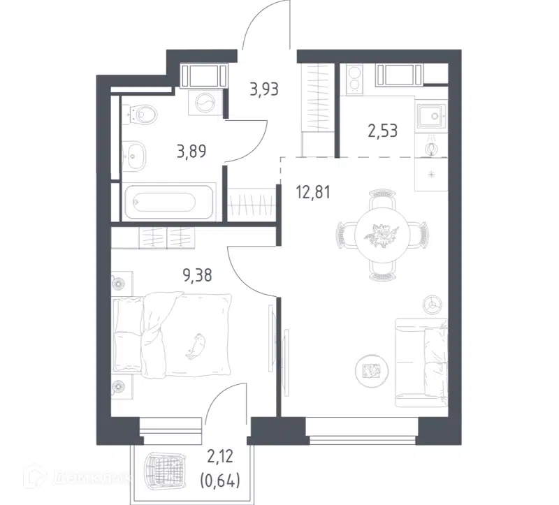 1-комнатная квартира 33.18 м² Большое Путилково