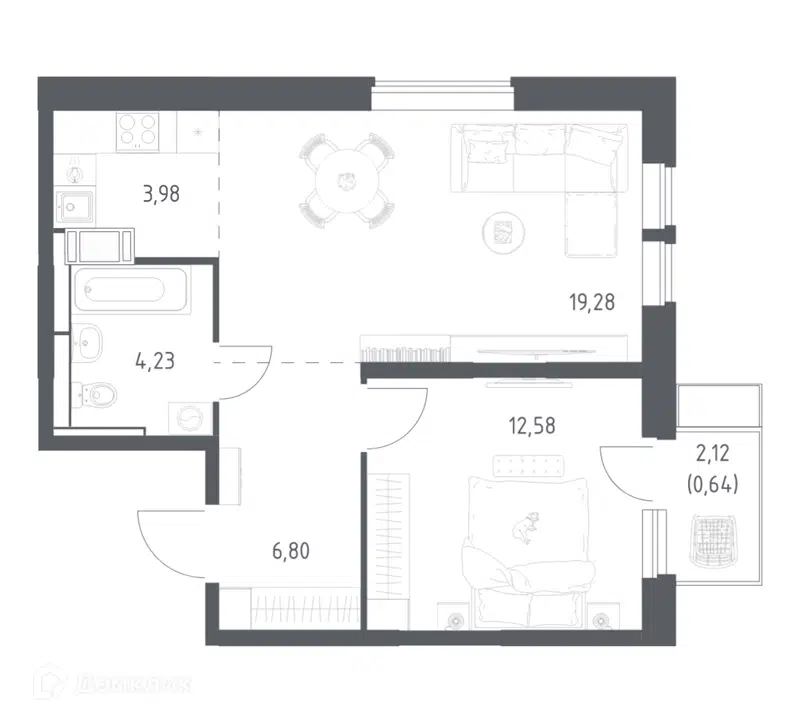 1-комнатная квартира 47.51 м² Большое Путилково