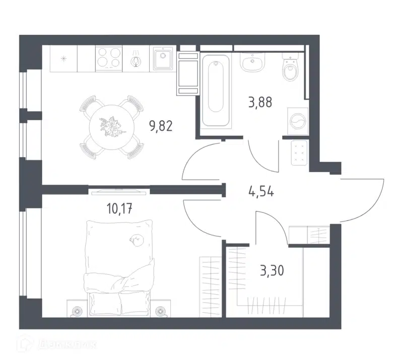 1-комнатная квартира 31.71 м² Большое Путилково