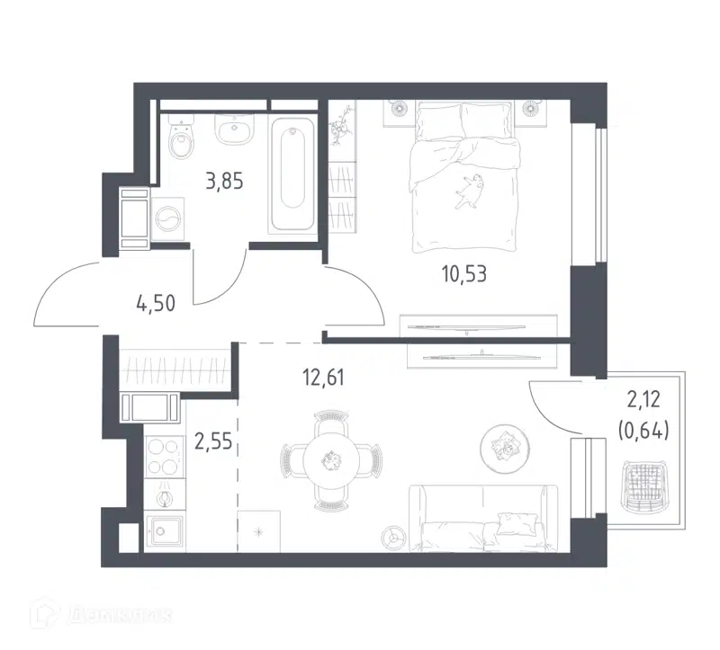 1-комнатная квартира 34.68 м² Большое Путилково