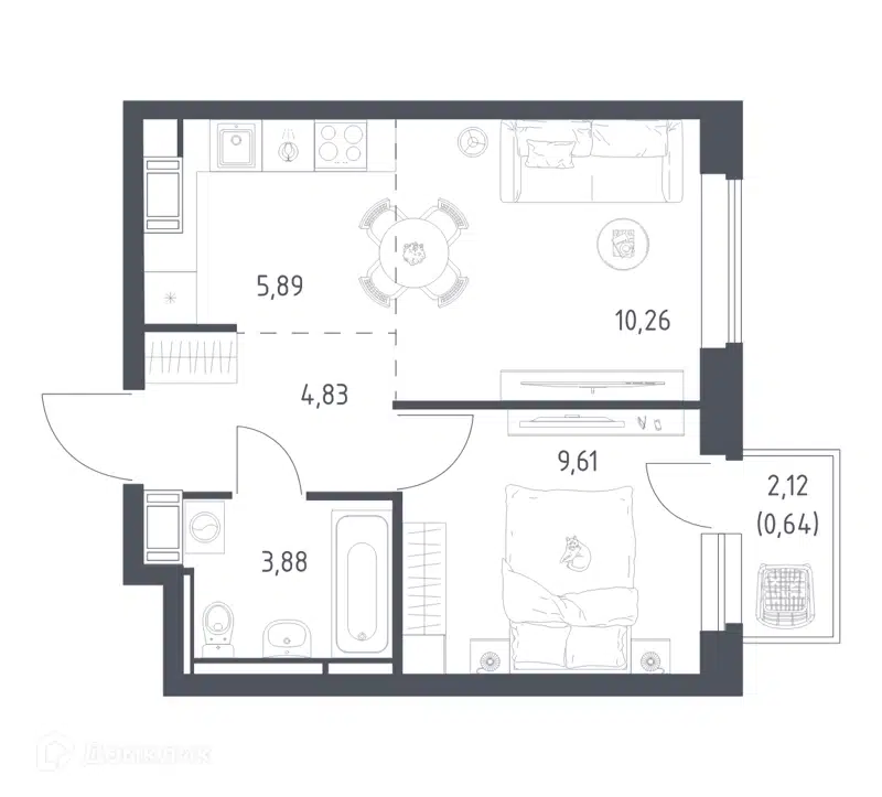 1-комнатная квартира 35.11 м² Большое Путилково