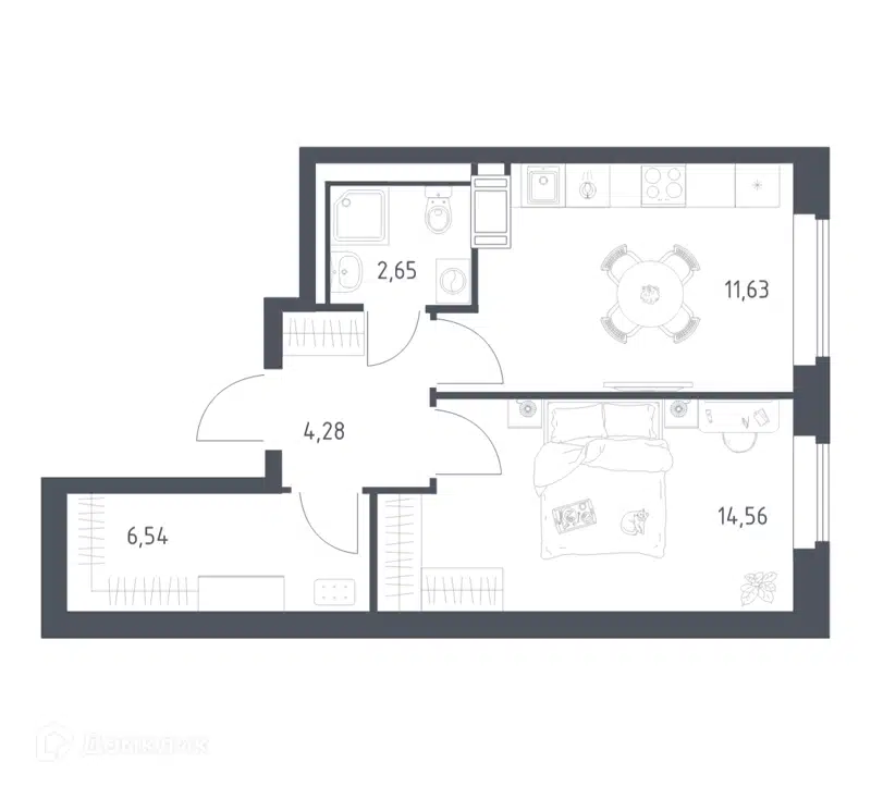1-комнатная квартира 39.66 м² Большое Путилково