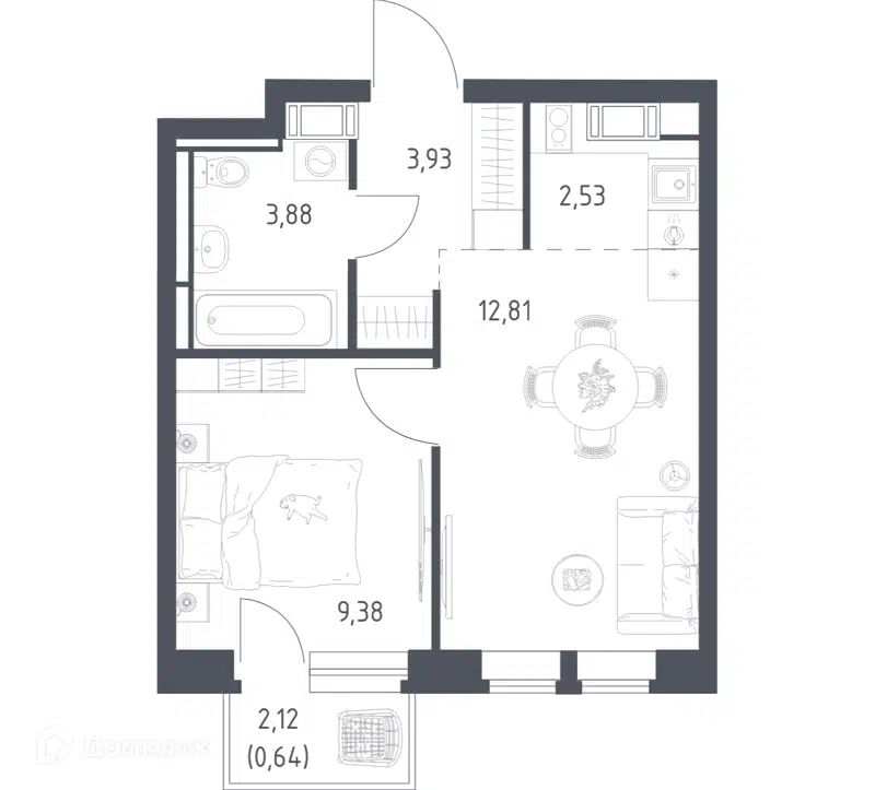 1-комнатная квартира 33.17 м² Большое Путилково