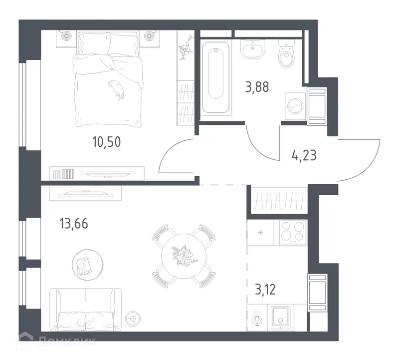 1-комнатная квартира 35.39 м² Большое Путилково