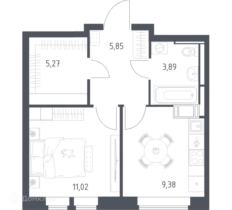 1-комнатная квартира 35.41 м² Большое Путилково