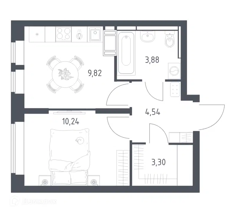 1-комнатная квартира 31.78 м² Большое Путилково