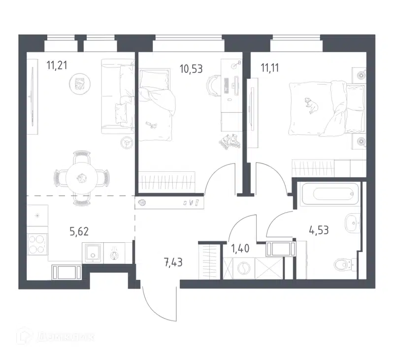 2-комнатная квартира 51.83 м² Большое Путилково