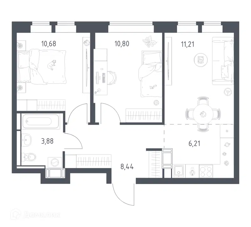 2-комнатная квартира 51.22 м² Большое Путилково