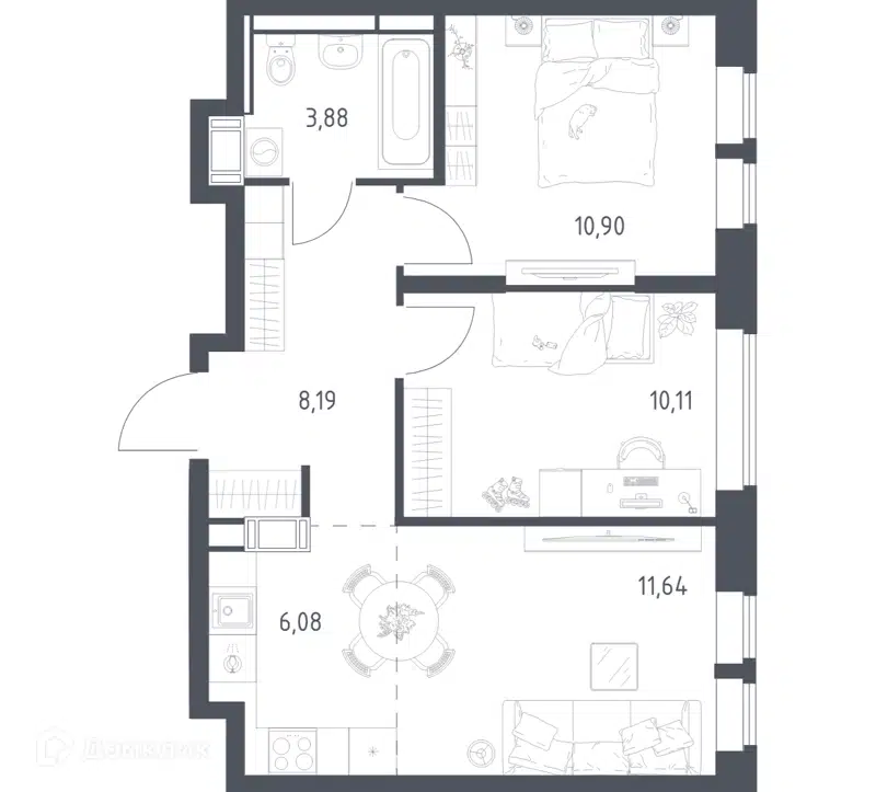 2-комнатная квартира 50.8 м² Большое Путилково